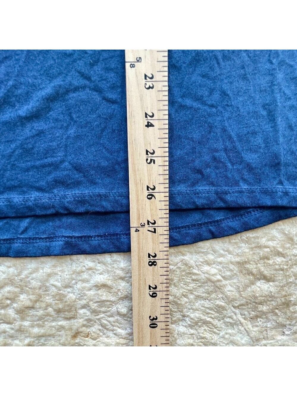 Blue Cotton and Lace Short Sleeved Blouse Tank, Size Large - Picture 7 of 8